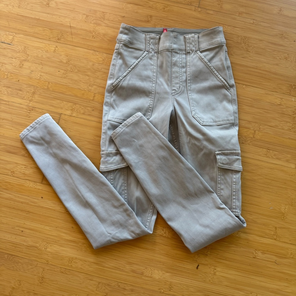 SPANX Stretch Twill Crystal Grey Cargo Tummy Shaping Ankle Pants Womens XS - Picture 7 of 7
